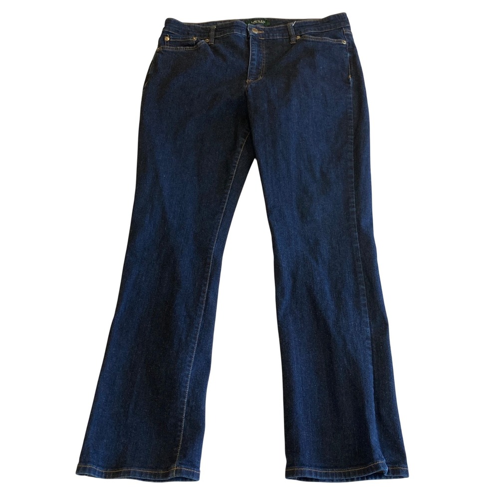 Lauren Ralph Lauren Jeans Women 14 (33x28.5) Dark Wash Bootcut Stretch Blue 0619
